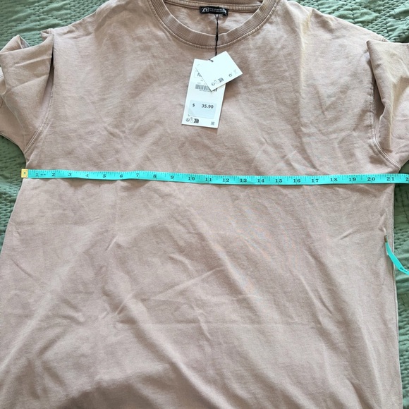 NWT Zara Taupe Midi T-Shirt Dress Side Slit Medium Minimalist Elevated Basic - Picture 5 of 6